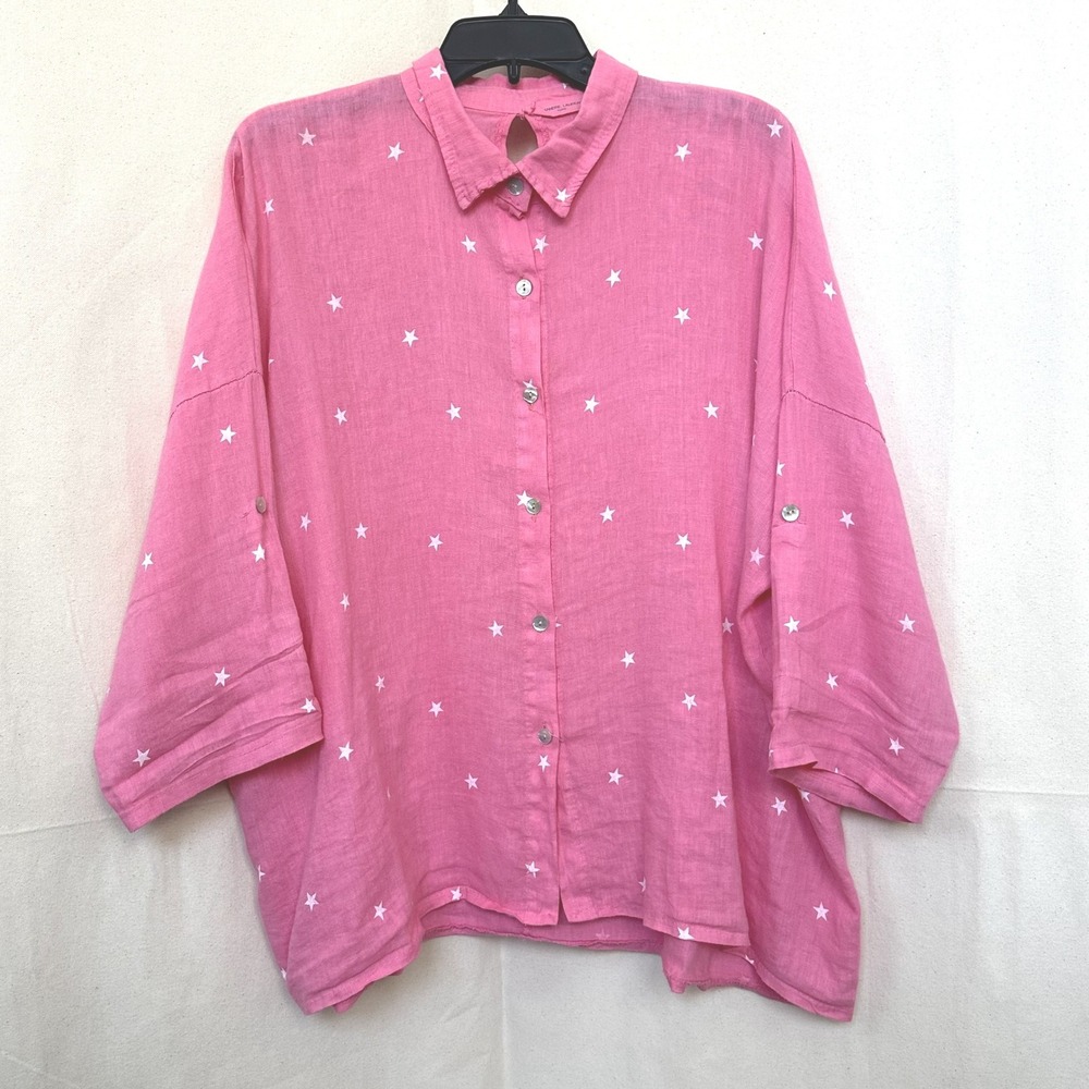 Alexandre Laurent Beachy Oversized Lagenlook 100% Linen Tunic Shirt XL? Italy
